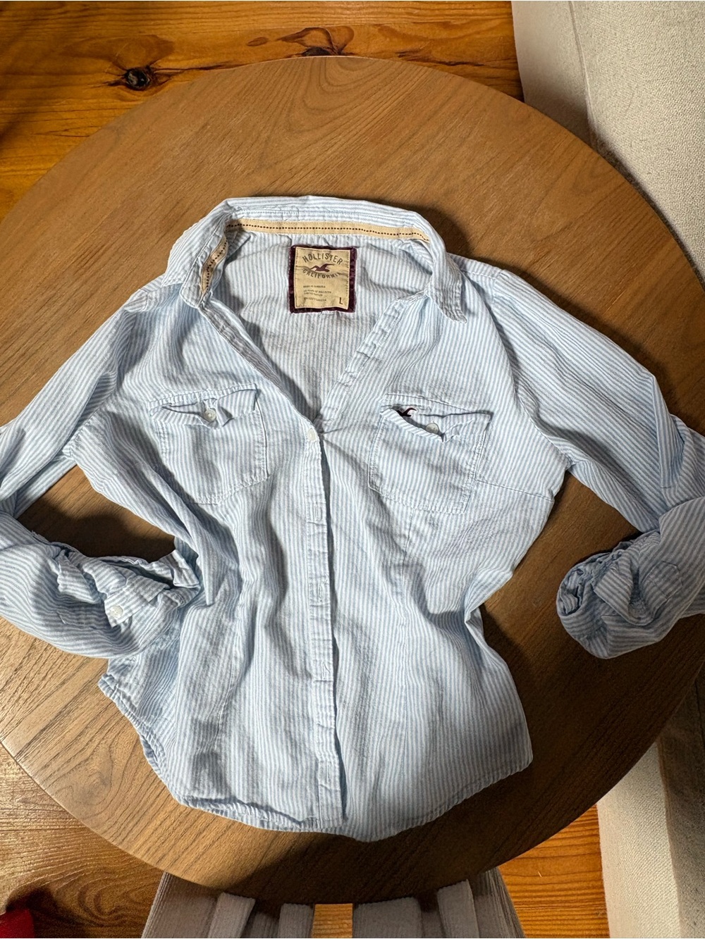 Hollister Light Blue Pinstripe Button-Down Shirt